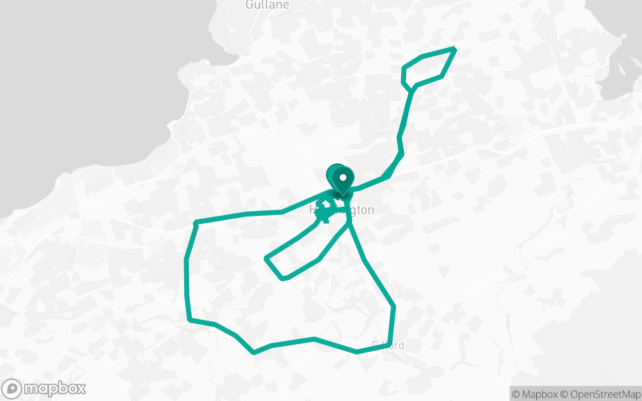 Map of the Haddington · Route 7 practice route near Haddington test centre, drawn on real streets