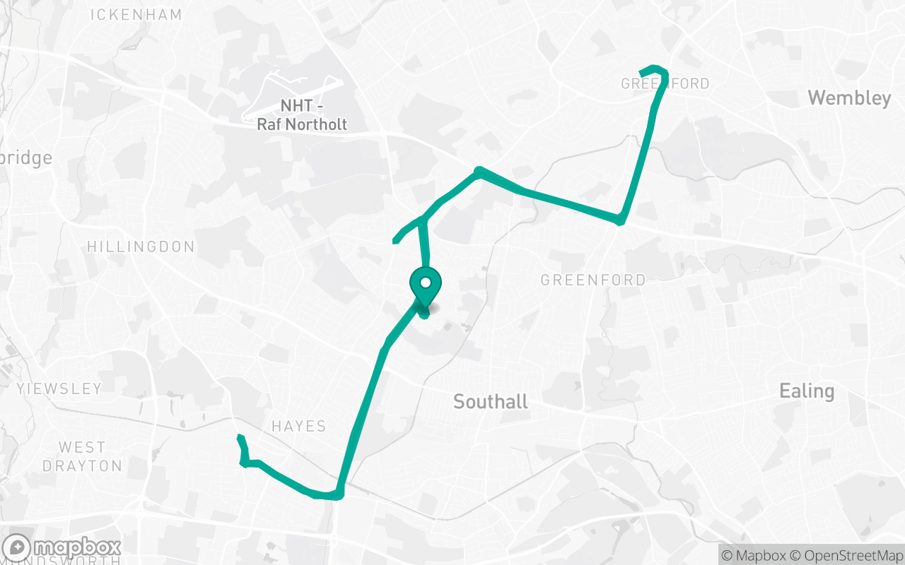 Map of the Hayes · Roundabout practice loop practice route near Hayes test centre, drawn on real streets