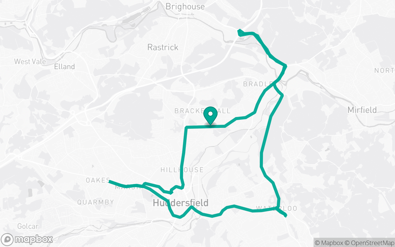 Map of the Huddersfield · Roundabout practice loop practice route near Huddersfield test centre, drawn on real streets