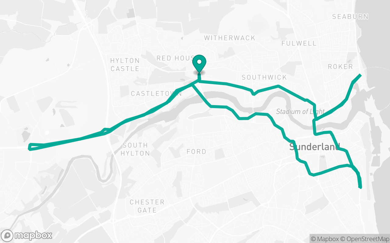 Map of the Jarrow · Roundabout practice loop practice route near Jarrow test centre, drawn on real streets