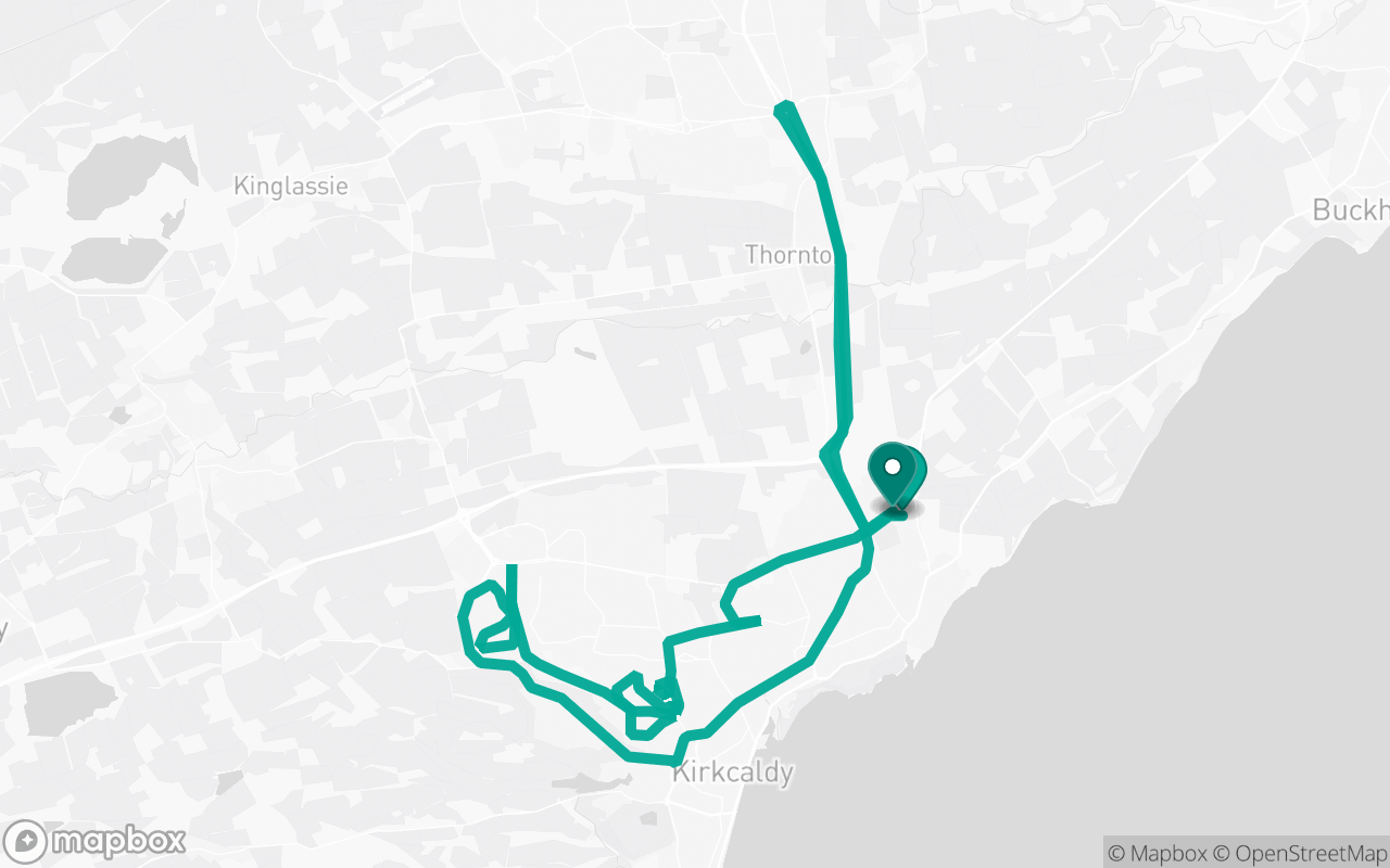 Map of the Kirkcaldy · Route 7 practice route near Kirkcaldy test centre, drawn on real streets