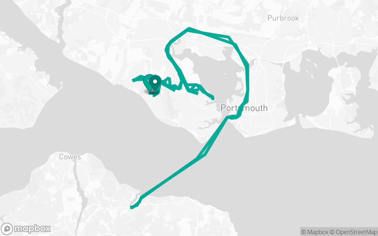 Map of the Lee on the Solent · Route 9 practice route near Lee on the Solent test centre, drawn on real streets