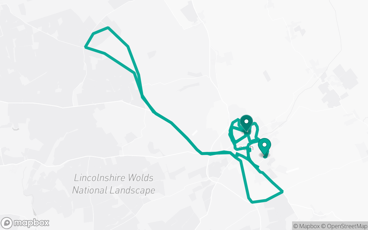 Map of the Louth · Route 4 practice route near Louth test centre, drawn on real streets