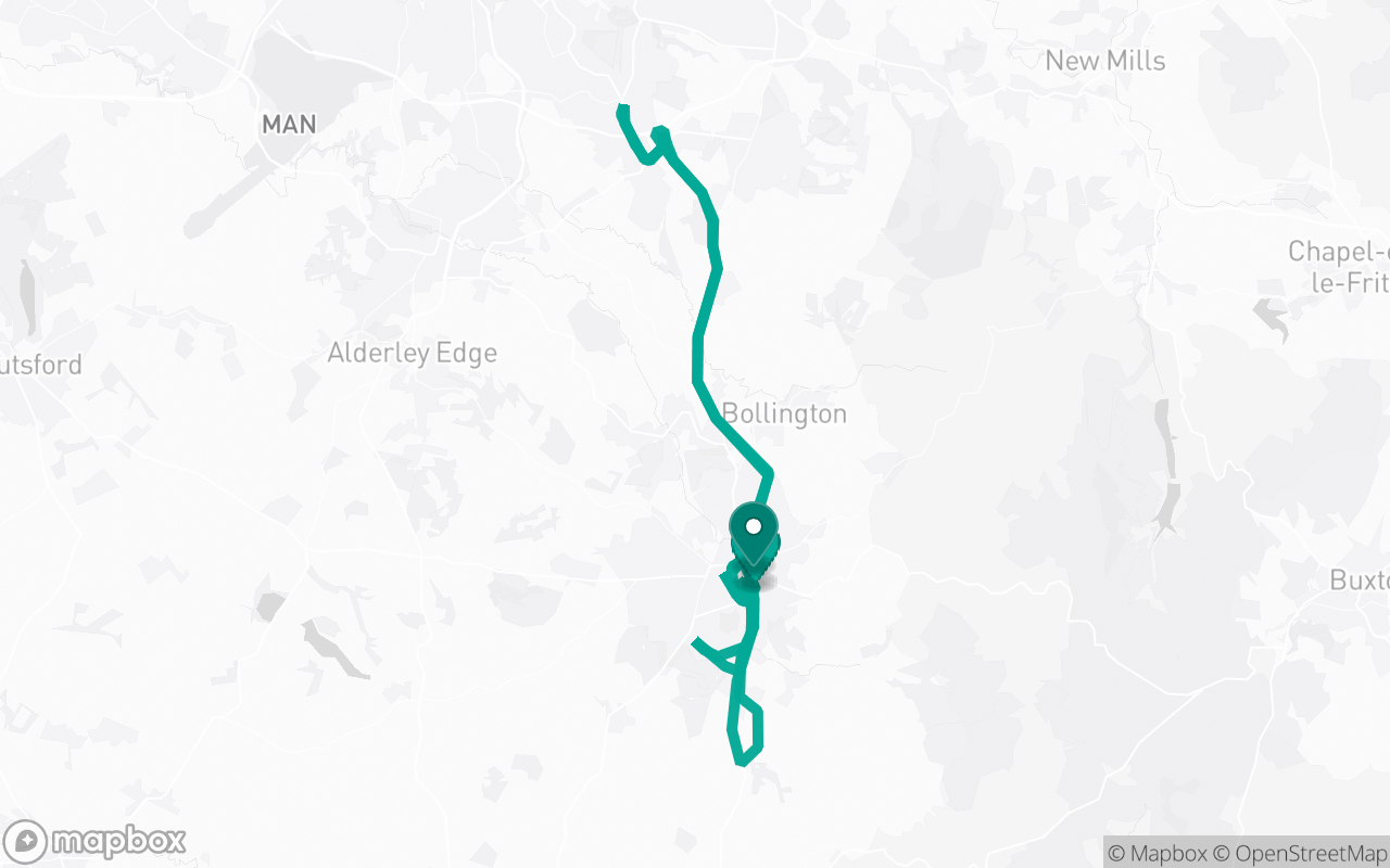 Map of the Macclesfield · Route 8 practice route near Macclesfield test centre, drawn on real streets