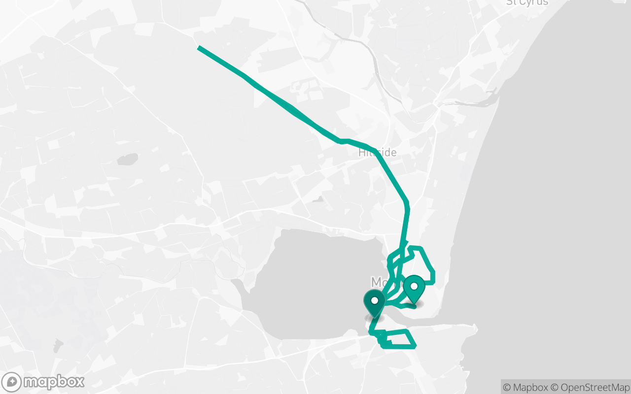 Map of the Montrose · Route 1 practice route near Montrose test centre, drawn on real streets