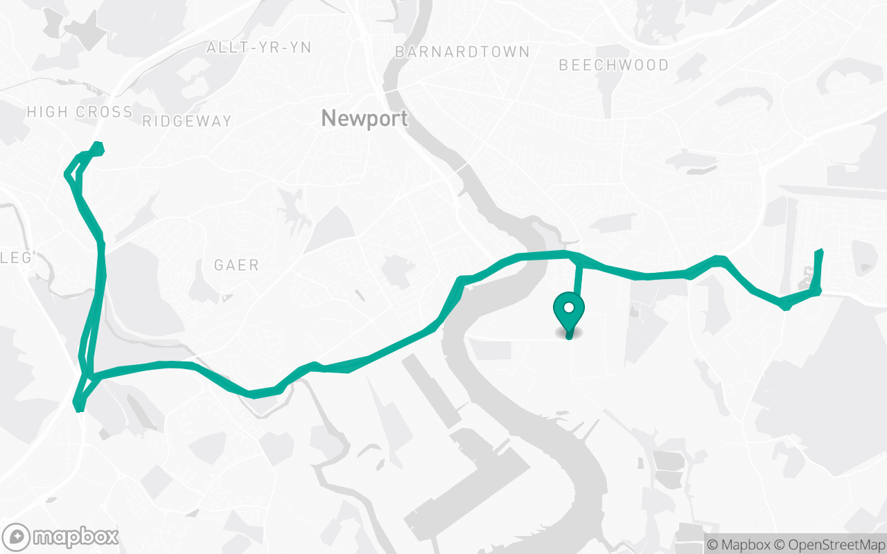 Map of the Newport · Roundabout practice loop practice route near Newport test centre, drawn on real streets