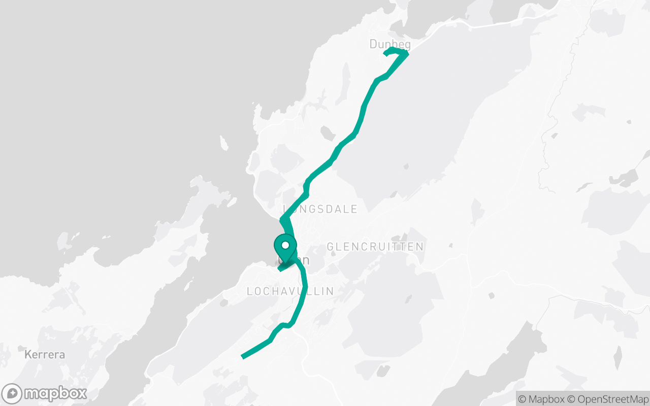 Map of the Oban · Roundabout practice loop practice route near Oban test centre, drawn on real streets