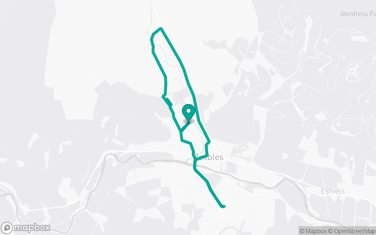 Map of the Peebles · Residential practice loop practice route near Peebles test centre, drawn on real streets