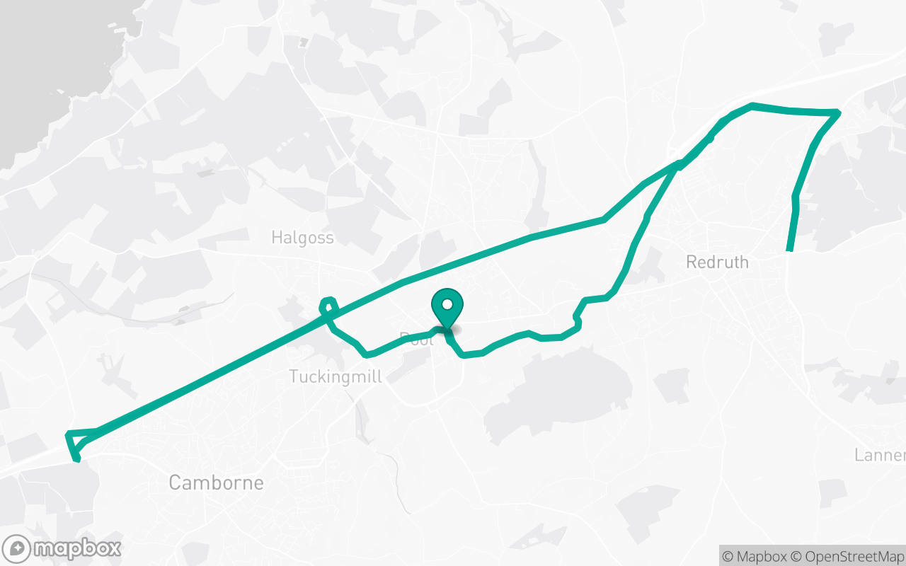 Map of the Penzance · Dual-carriageway practice loop practice route near Penzance test centre, drawn on real streets