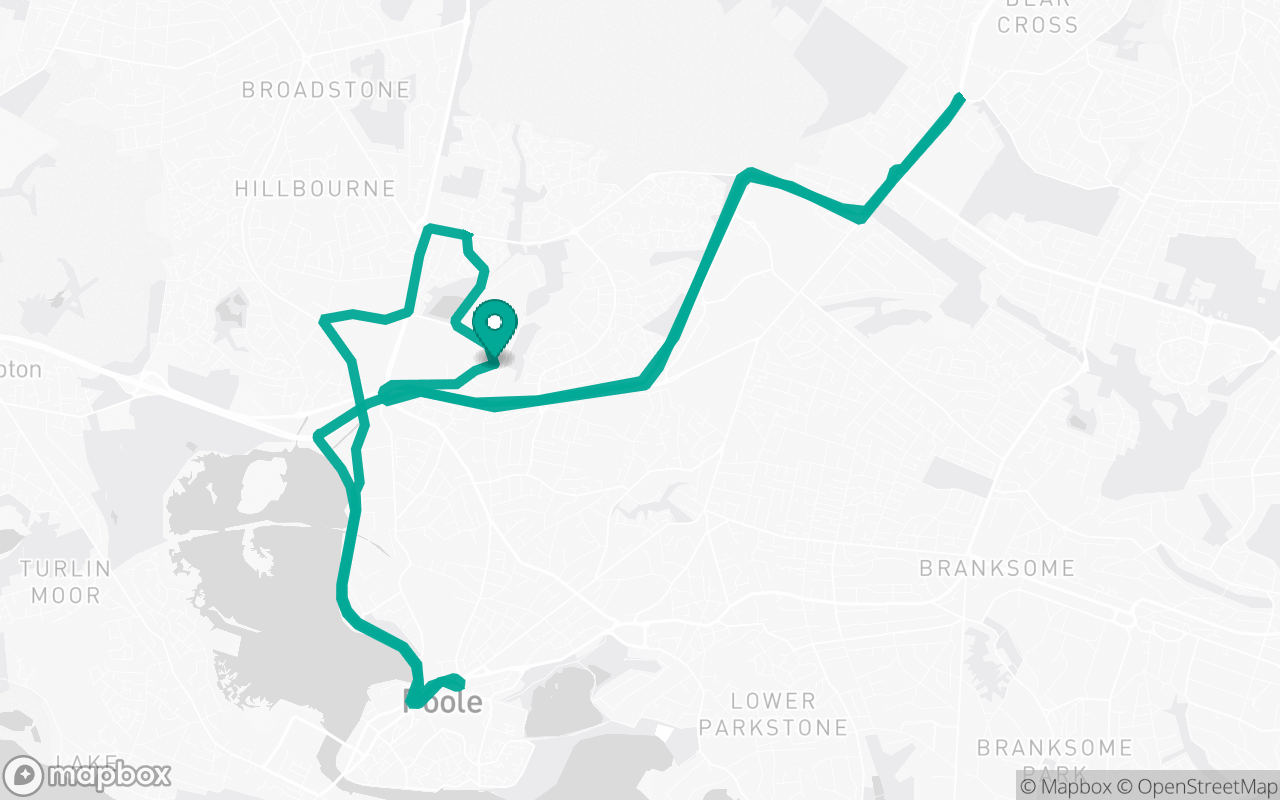 Map of the Poole · Roundabout practice loop practice route near Poole test centre, drawn on real streets