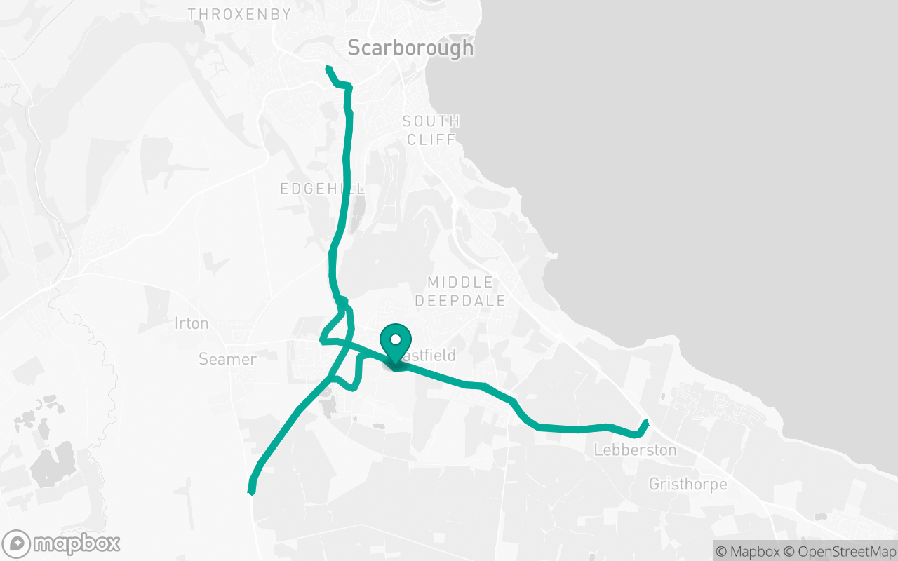 Map of the Scarborough · Roundabout practice loop practice route near Scarborough test centre, drawn on real streets