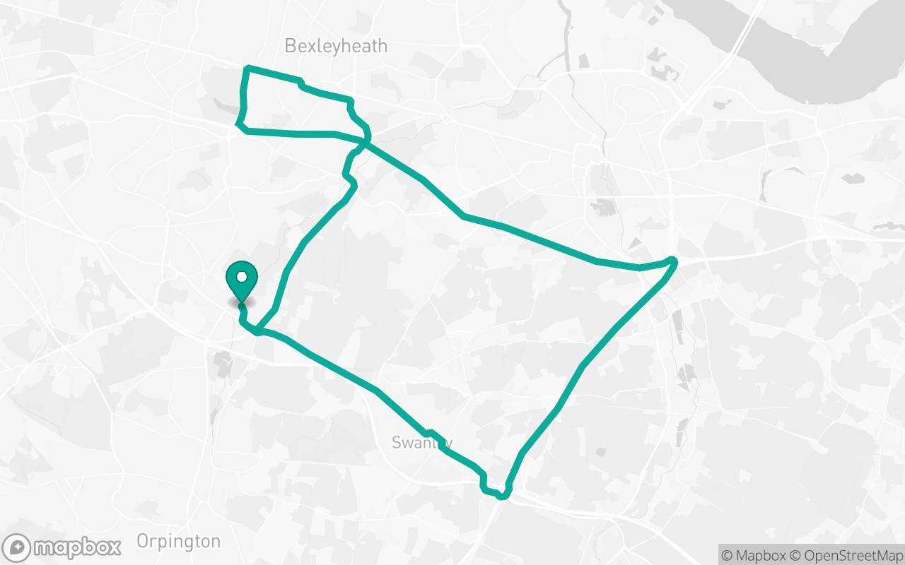 Map of the Sidcup · Roundabout practice loop practice route near Sidcup test centre, drawn on real streets