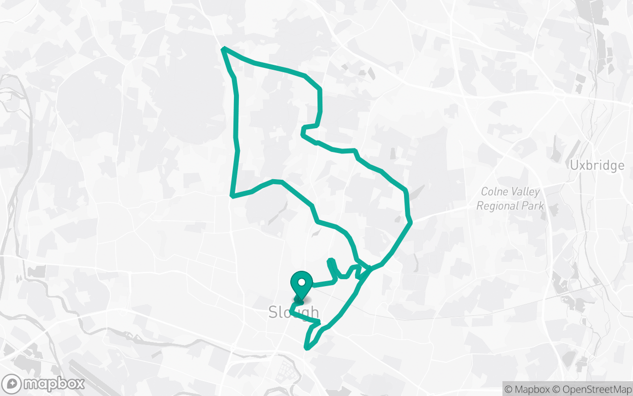 Map of the Slough · Route 2 practice route near Slough test centre, drawn on real streets