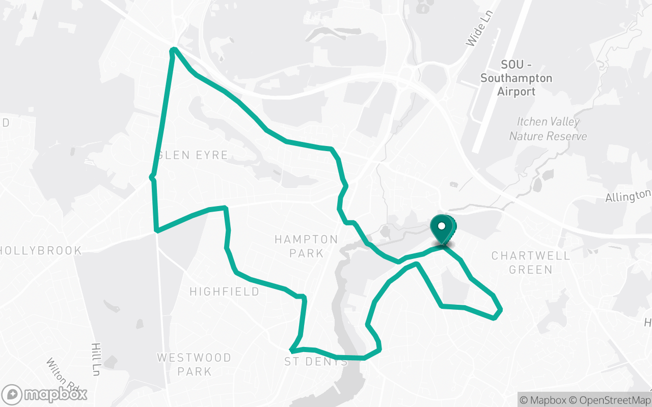 Map of the Southampton Forest Hills · Route 8 practice route near Southampton Forest Hills test centre, drawn on real streets