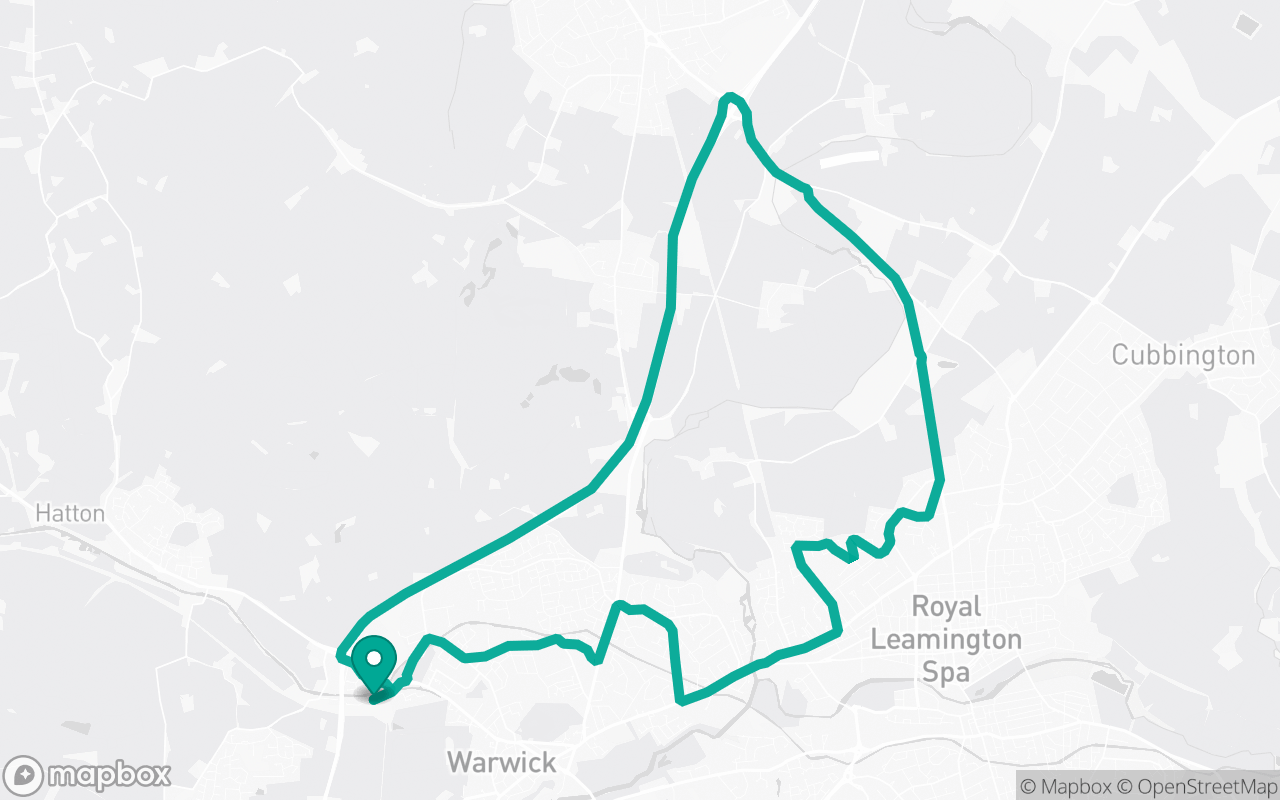 Map of the Warwick · Route 8 practice route near Warwick test centre, drawn on real streets