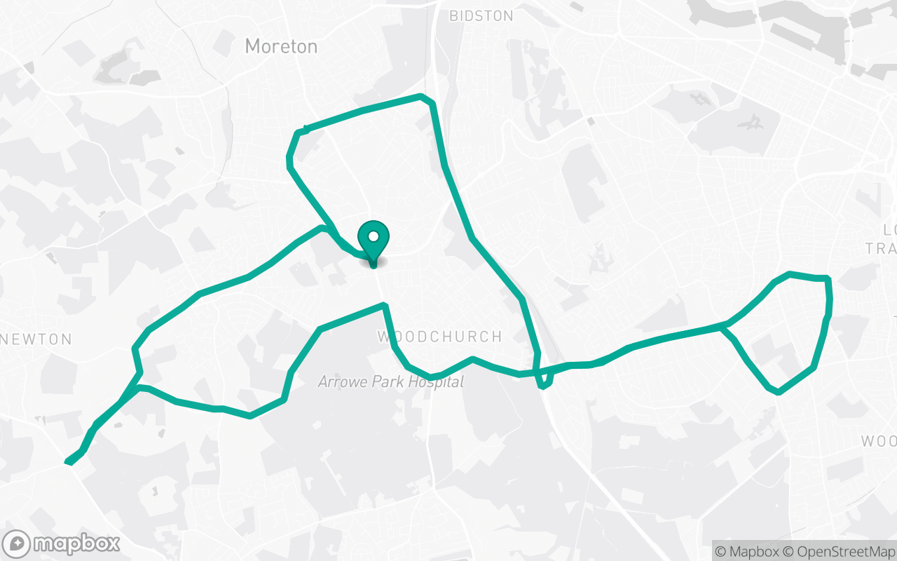 Map of the Wirral · Roundabout practice loop practice route near Wirral test centre, drawn on real streets