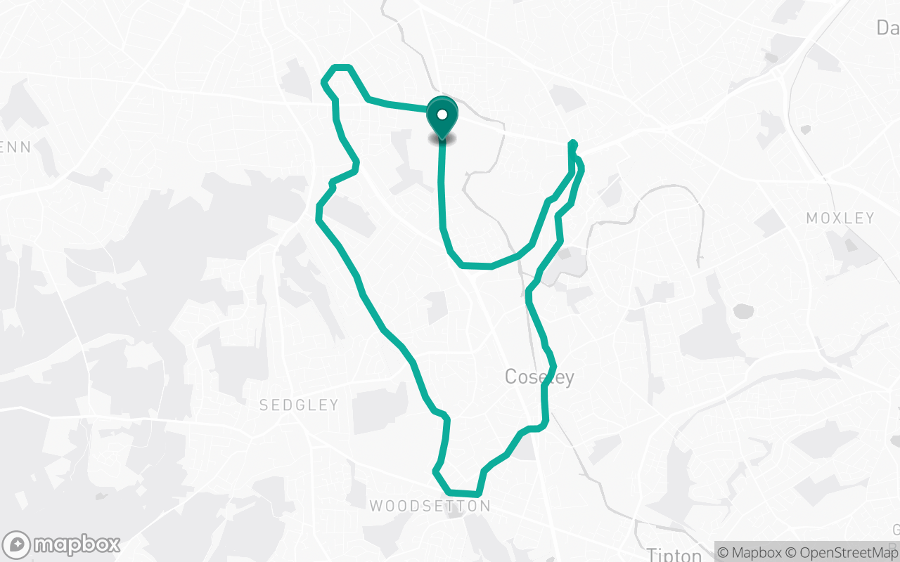 Map of the Wolverhampton · Route 5 practice route near Wolverhampton test centre, drawn on real streets