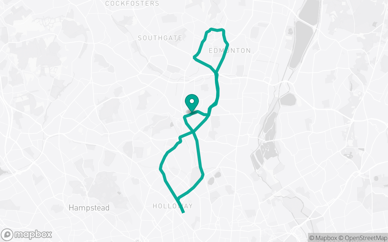Map of the Wood Green · Dual-carriageway practice loop practice route near Wood Green test centre, drawn on real streets